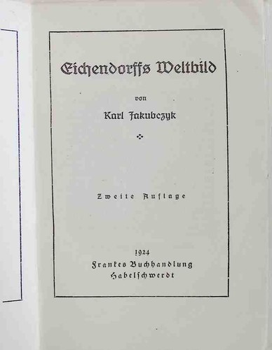 Eichendorffs weltbild bücher - eichendorffs, weltbild;